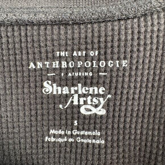 Art of Anthropologie Sharlene Artsy Thermal Shirt Mens Small Black Gray Visions - Picture 4 of 7